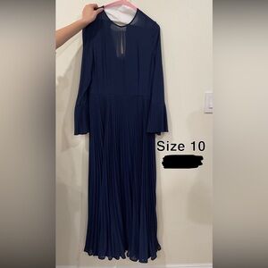 Mikael Aghal Navy Blue Bell Sleeve Gown size 10